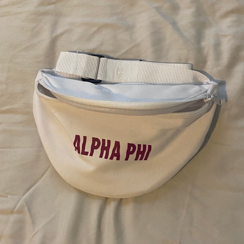 White Alpha Phi Fanny Pack